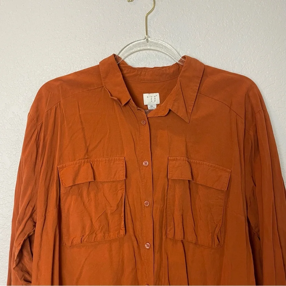 A New Day Women’s Terracotta Rust Button-Down Shirt Size XL - Picture 2 of 7